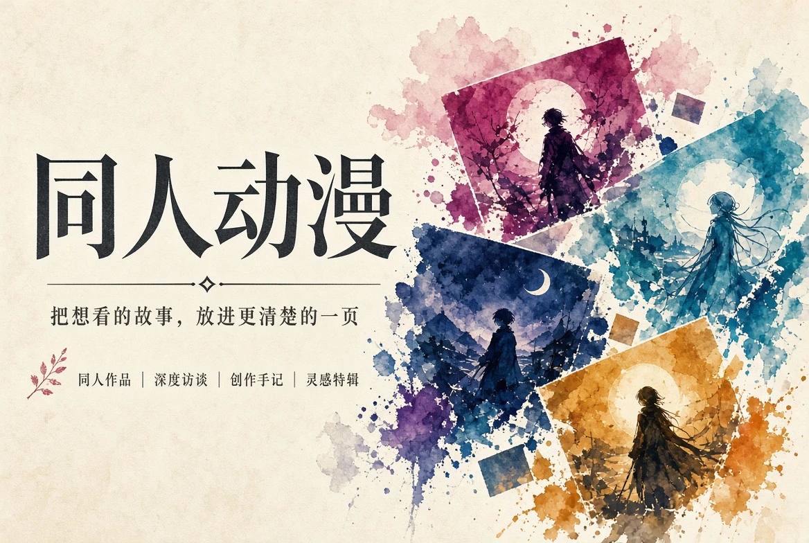 同人动漫主题封面，彩色动漫杂志视觉